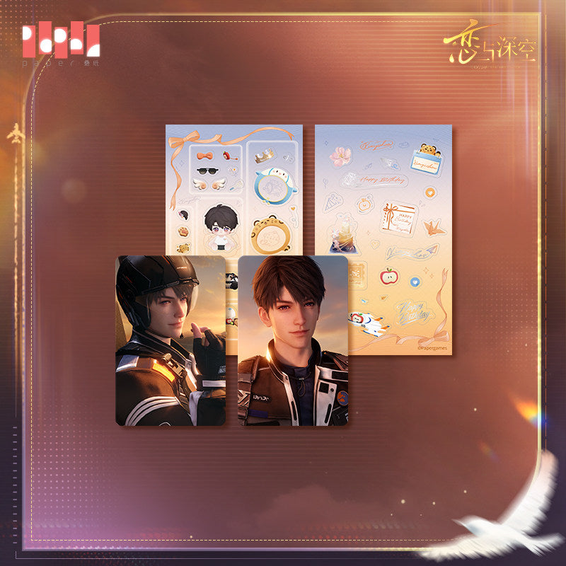 恋与深空 Love and Deepspace Caleb 2026 Birthday Your Skyblue Card & Sticker Set