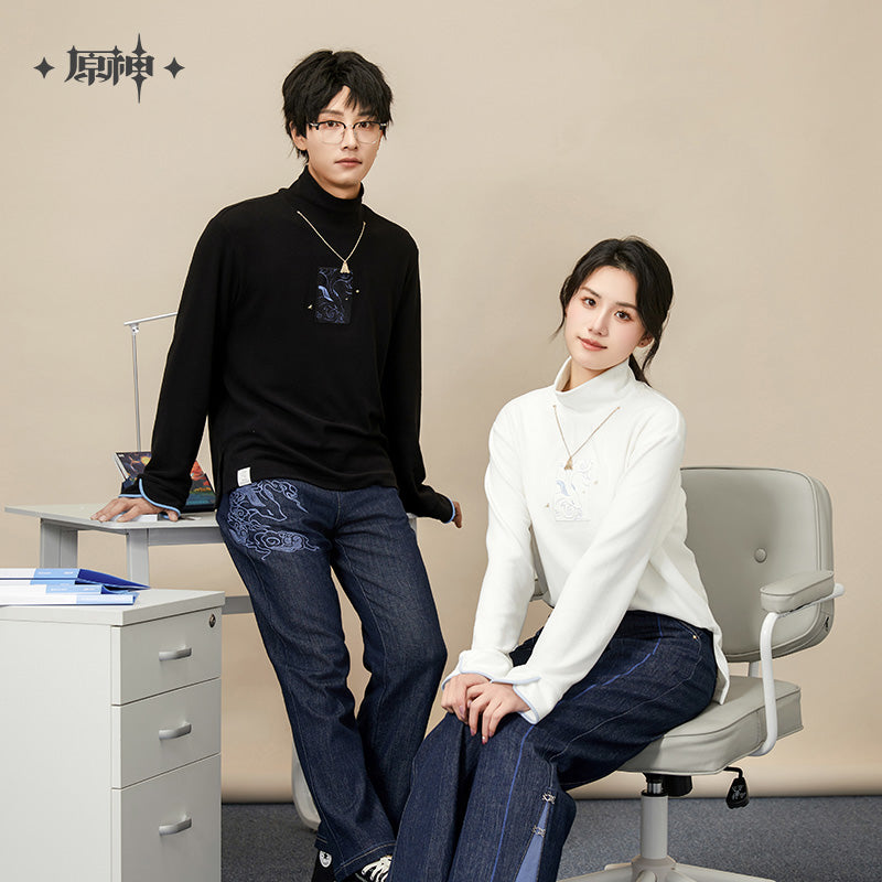 原神 Genshin Impact Ganyu Theme Half Neck Long Sleeve Sweater Black