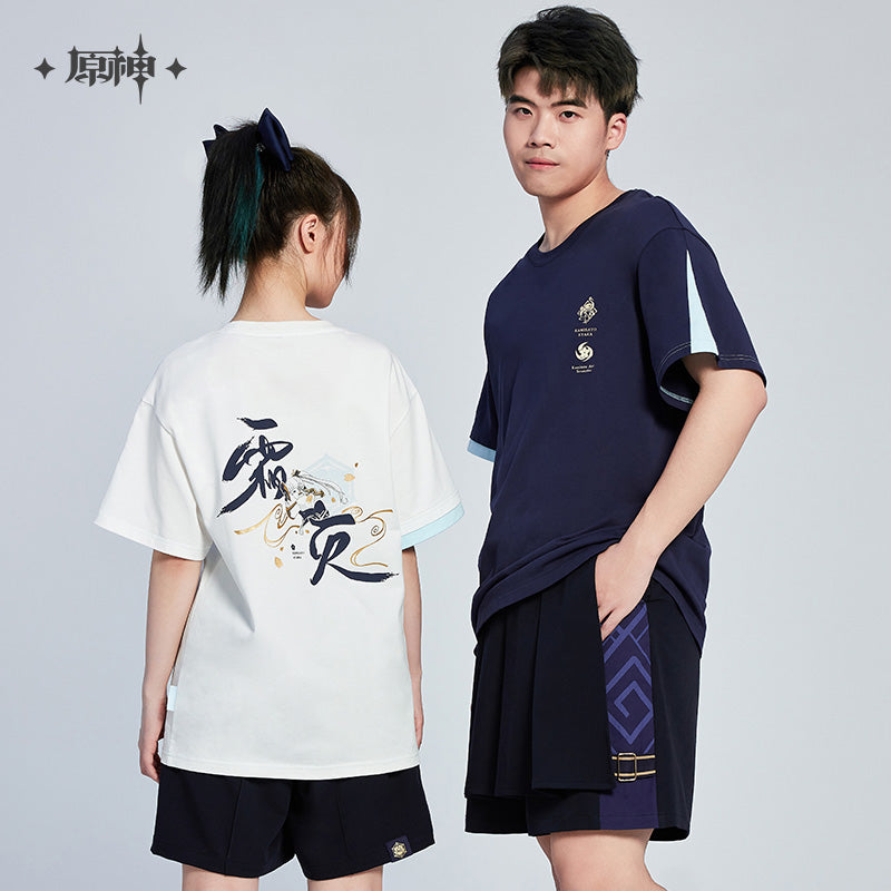 原神 Genshin Impact Kamisato Ayaka Theme T-Shirt Navy Blue