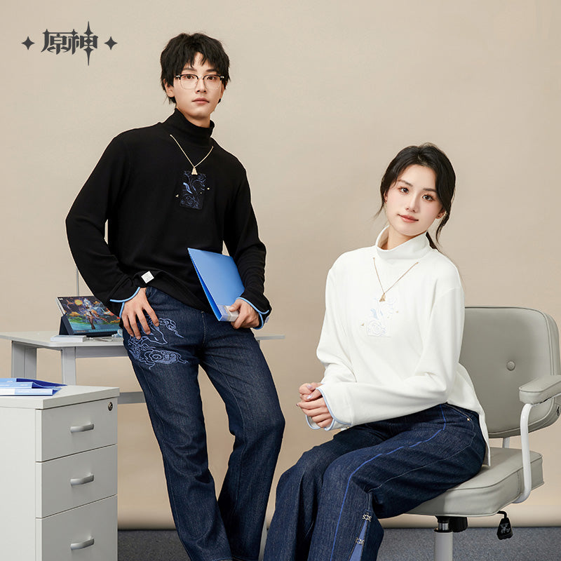 原神 Genshin Impact Ganyu Theme Half Neck Long Sleeve Sweater Black