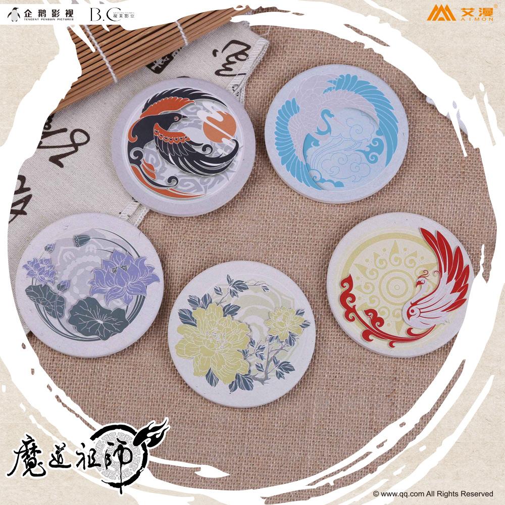 Cute Anime Coasters for Drinks, Funny Coaster for Coffee Table Set of 2,  Round Wood Cup Coasters Housewarming Gifts 3.5
