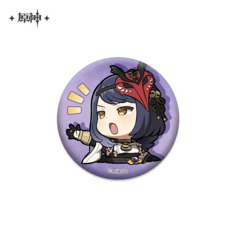 原神 Genshin Impact Chibi Stickers Pearl Tin Badge Kujou Sara - newnewonline